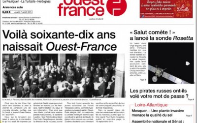 Notre action Baccharis du 6 août à la Une de Ouest France (Loire-Atlantique)