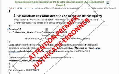 Justificatifs fiscaux 2024. Seuls ceux du 22/2/2025 sont valables